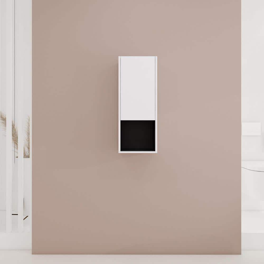 UPIKER Modern 11.81 in. W x 9.81 in. D x 29.5 in. H Bathroom Storage Wall Cabinet in White (1)