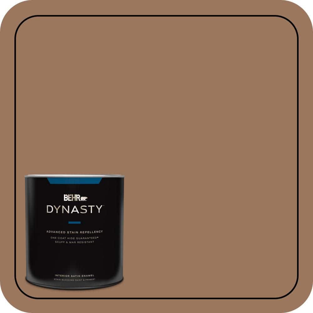 BEHR DYNASTY 1 qt. #S220-6 Baked Sienna One-Coat Hide Satin Enamel Interior Stain-Blocking Paint & Primer