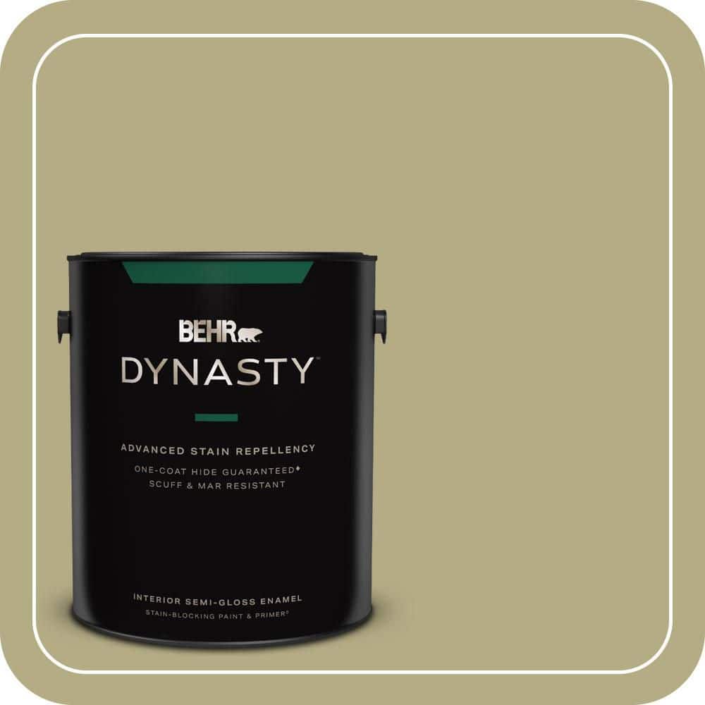 BEHR DYNASTY 1 gal. #PPU9-08 Tarragon Tease One-Coat Hide Semi-Gloss Enamel Interior Stain-Blocking Paint & Primer