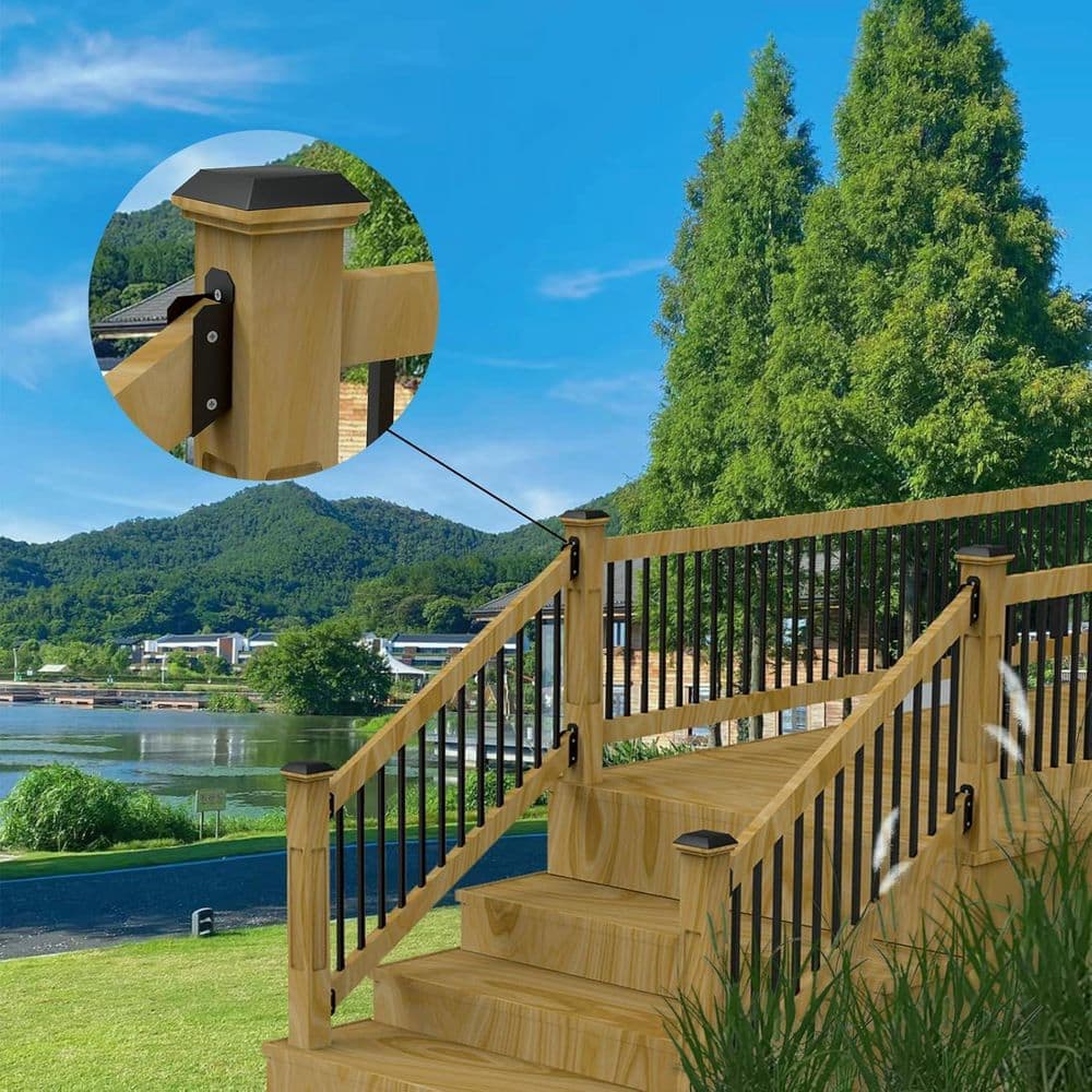 Afoxsos 30° Stainless Steel Deck Railing Stair Connector 2 x 4 w/ Black Powder Coating Anti-Corrosion Waterproof Features 4 Pair (2)