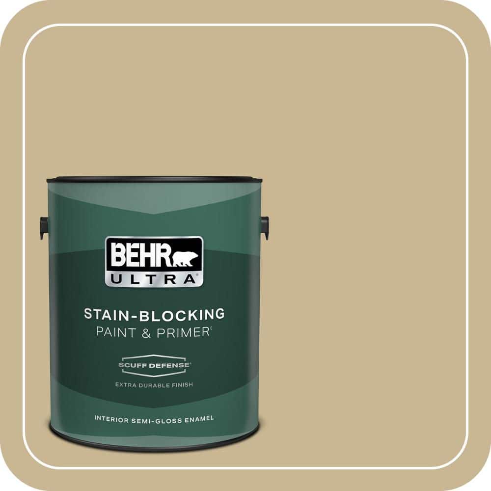 BEHR ULTRA 1 gal. #MQ2-30 Spring Wheat Extra Durable Semi-Gloss Enamel Interior Paint & Primer