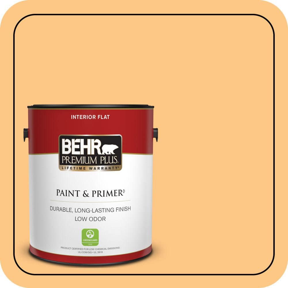 BEHR PREMIUM PLUS 1 gal. #P240-4 Mango Tango Flat Low Odor Interior Paint & Primer