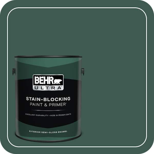 BEHR ULTRA 1 gal. #PPF-02 Patio Green Semi-Gloss Enamel Exterior Paint & Primer (2)