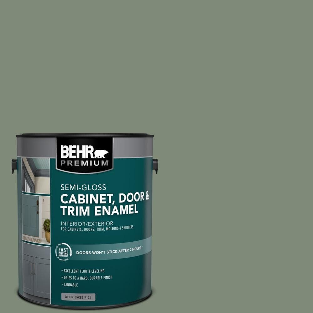 BEHR PREMIUM 1 gal. #N400-5 Thai Basil Semi-Gloss Enamel Interior/Exterior Cabinet, Door & Trim Paint (1)