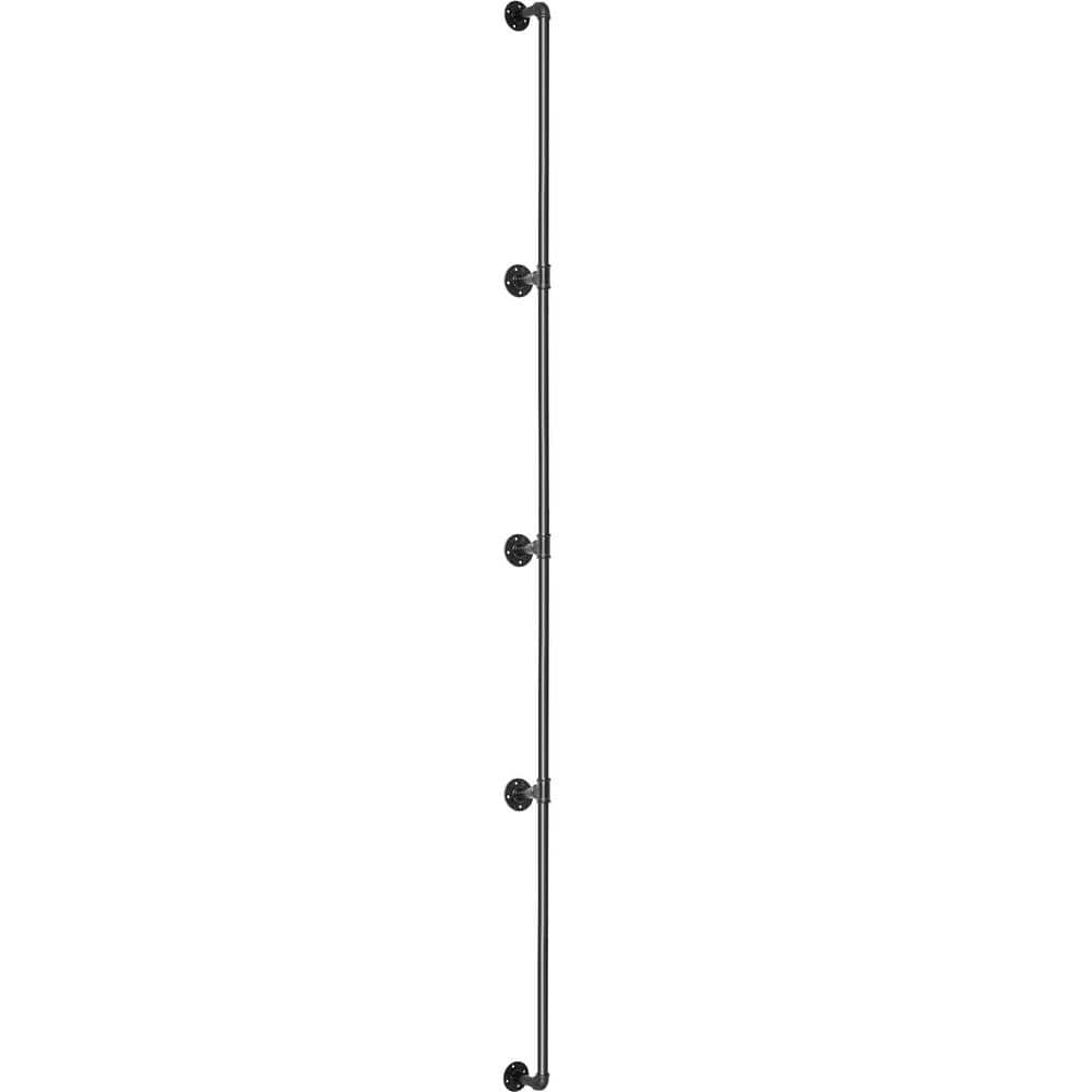 SVOPES Wall Mount Pipe Stair Handrail, 13 ft. Staircase Handrail, 156 in. H x 3.74 in. W, Black, Carbon Steel Stair Railing Kit (1)