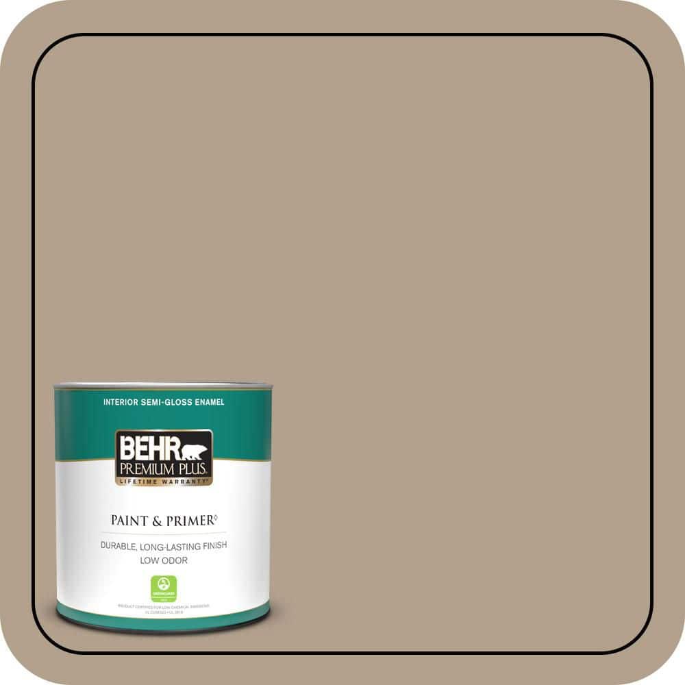 BEHR PREMIUM PLUS 1 qt. #PWL-85 Stepping Stones Semi-Gloss Enamel Low Odor Interior Paint & Primer