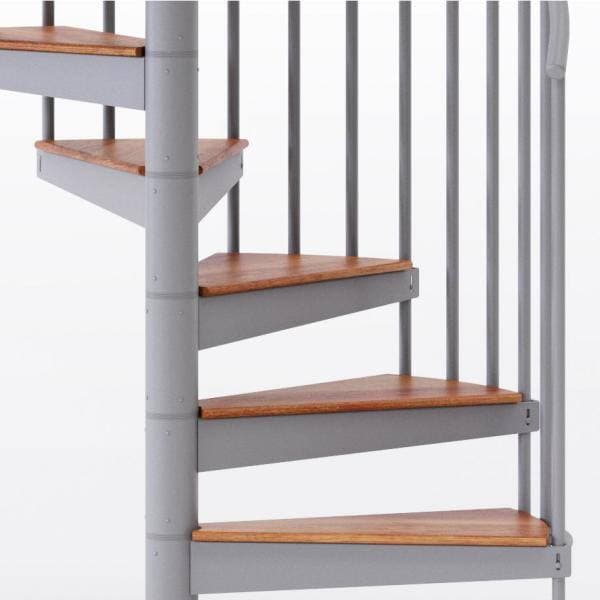 Mylen STAIRS Condor Gray Interior 60in Diameter, Fits Height 110.5in - 123.5in, 2 36in Tall Platform Rails Spiral Staircase Kit (3)