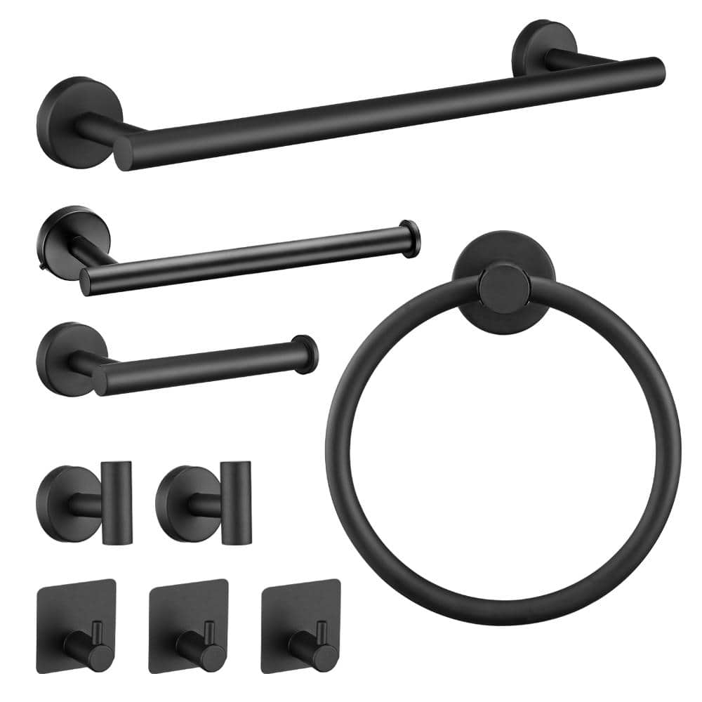 TCYO 9-Piece Bath Hardware Set with Mounting Hardware in Matte Black (1)