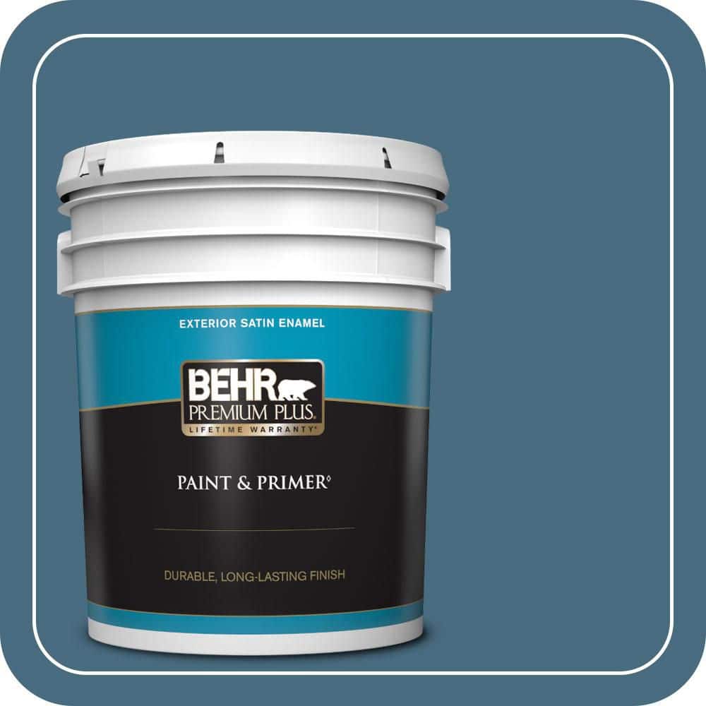 BEHR PREMIUM PLUS 5 gal. #550F-6 Regatta Bay Satin Enamel Exterior Paint & Primer