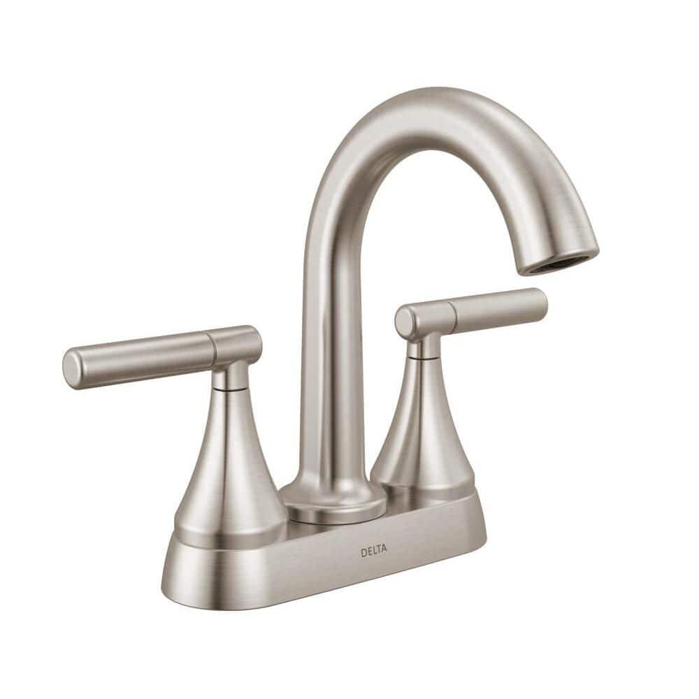 Delta Foundations Design Series Modern 4 in. Centerset Double Handle Bathroom Sink Faucet in Stainless