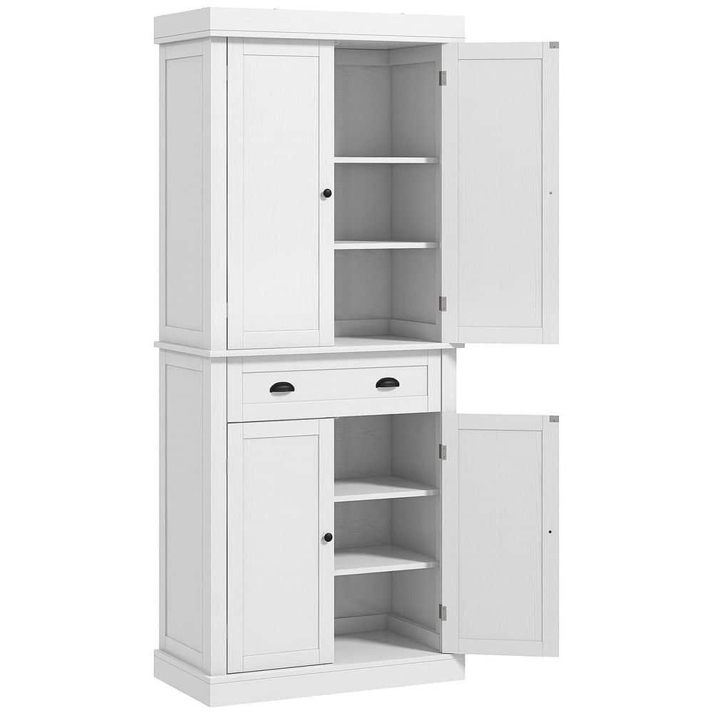 Tahanbath 16 in. W x 30 in. D x 72.50 in. H White Particle Board Freestanding Linen Cabinet with 3 Shelves and Drawer in White (1)