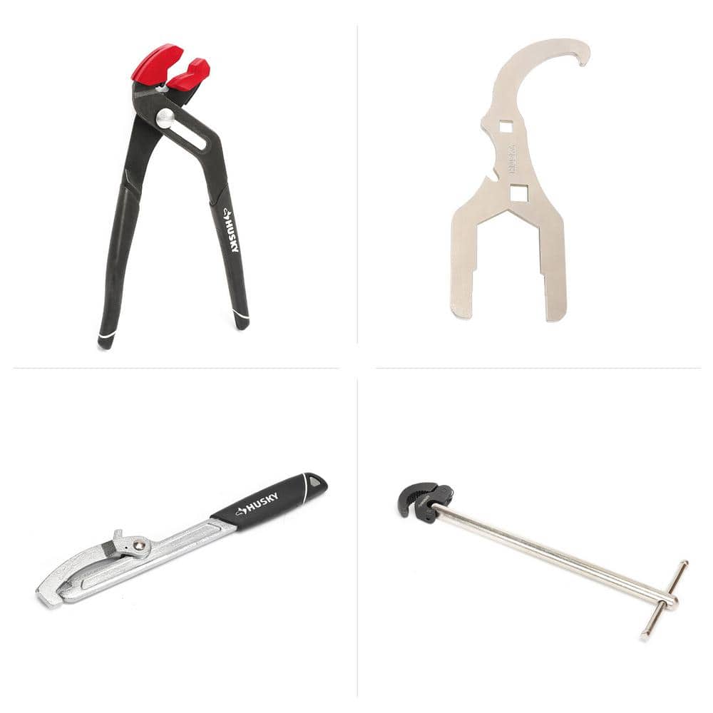 Husky 4-Piece Plumbers Soft Jaw Pliers and Wrench Set