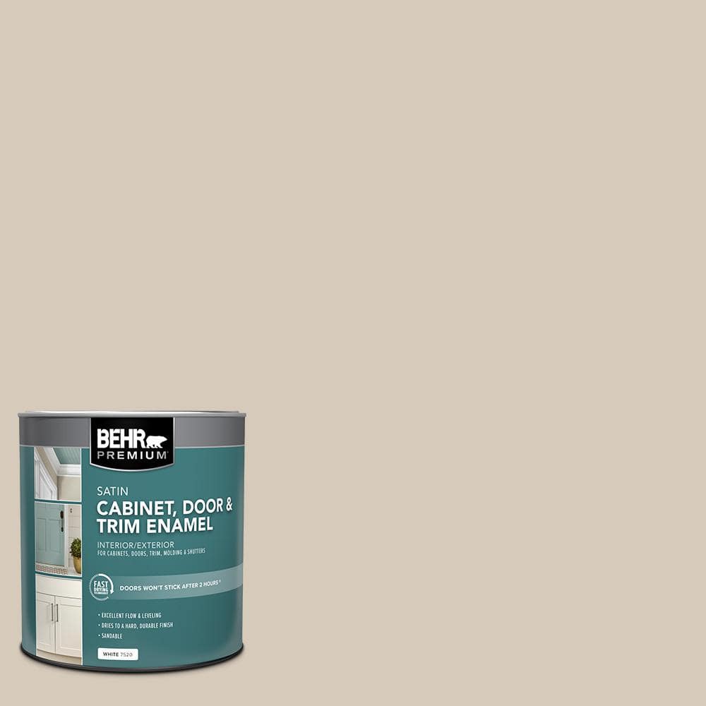 BEHR PREMIUM 1 qt. #PPU5-12 Almond Wisp Satin Enamel Interior/Exterior Cabinet, Door & Trim Paint (1)