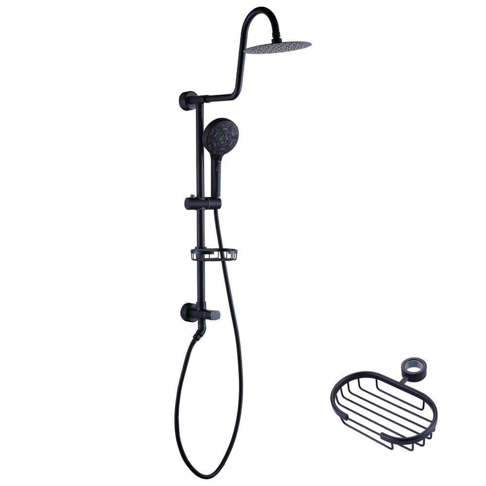 AVITAS 7-Spray Slide Wall Bar Shower Kit with Hand Shower with Soap Holder in Matte Black (Valve Not Included) (1)