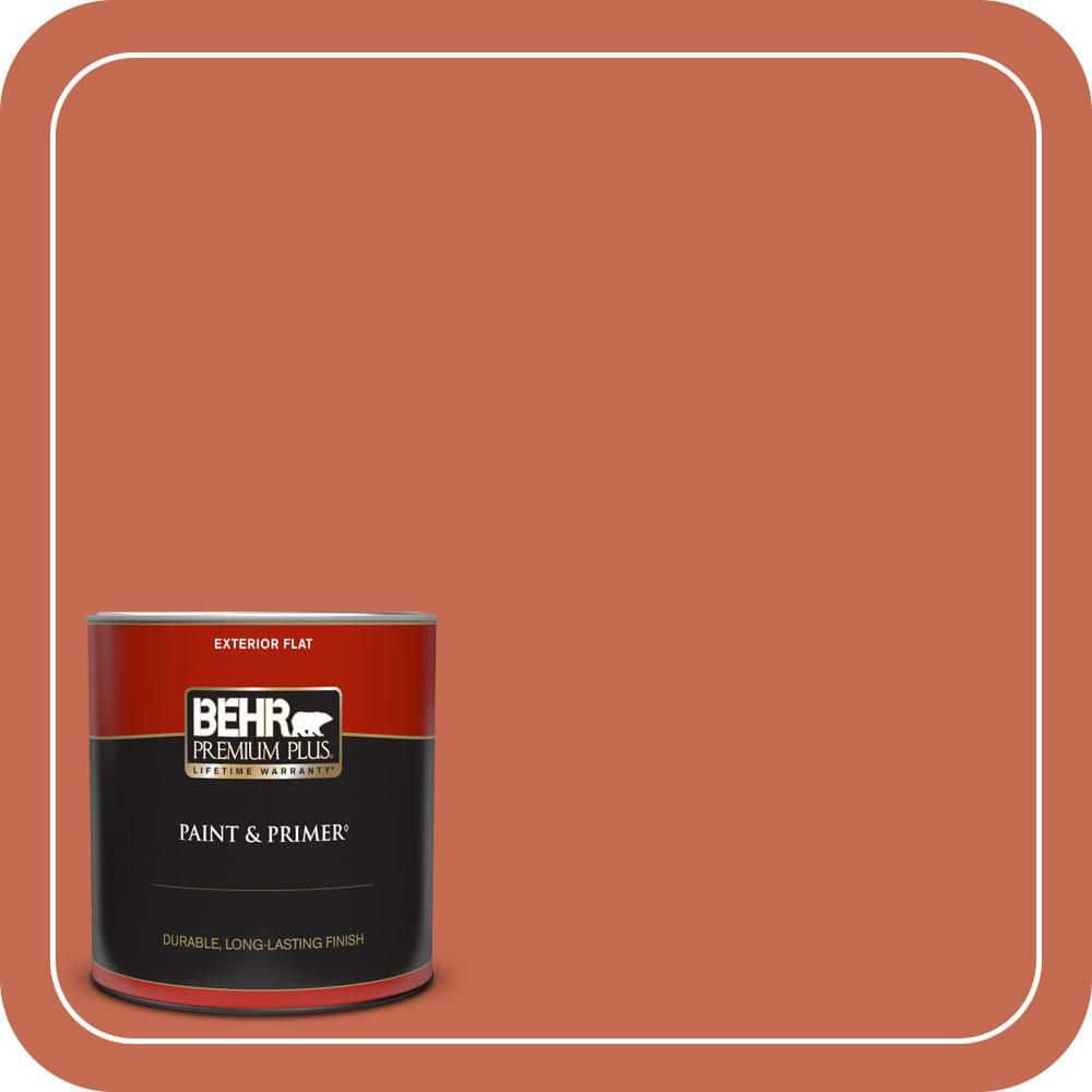 BEHR PREMIUM PLUS 1 qt. #T16-14 Raw Copper Flat Exterior Paint & Primer