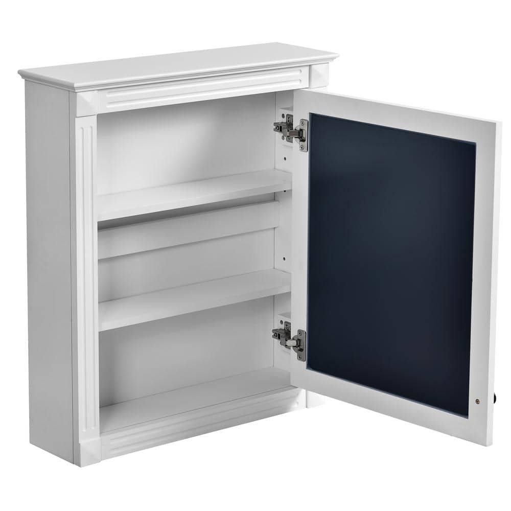 cadeninc 24.01 in. W x 7.13 in. D x 27.76 in. H  Wall Mounted Bathroom Storage Cabinet in White with Mirror and Adjustable Shelf (1)