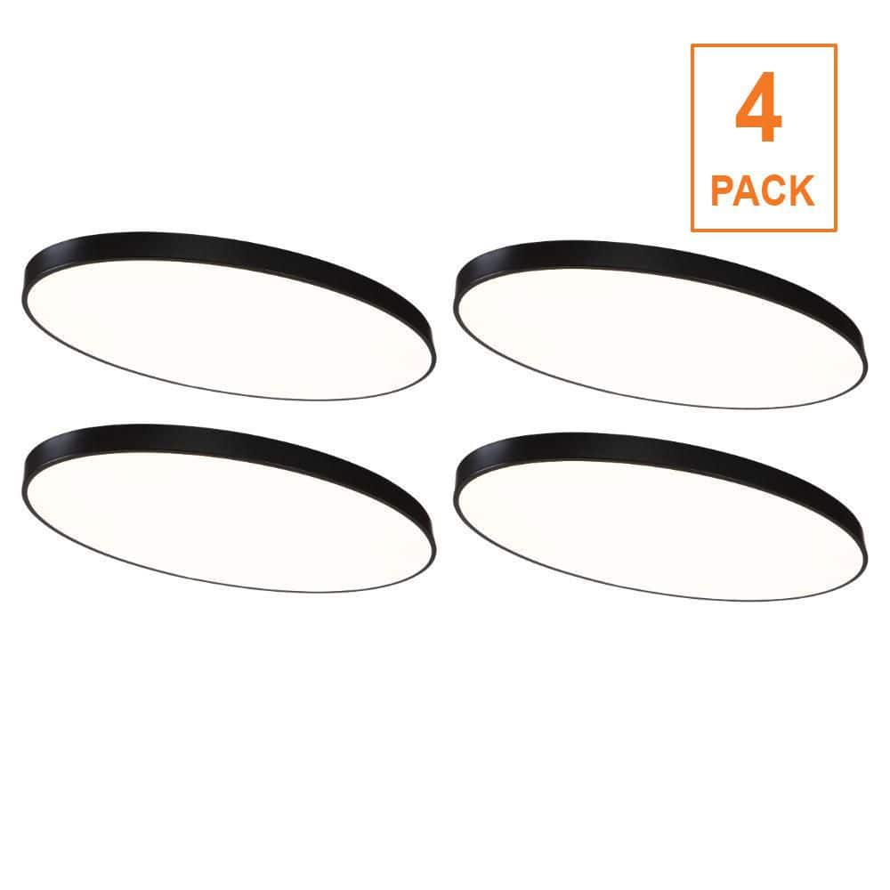 Commercial Electric 4-Pack 32 in. x 18 in. Oval Black LED Flush Mount Ceiling Light Fixture 2700K 3000K 3500K 4000K 5000K 3500 Lumens 52-Wat