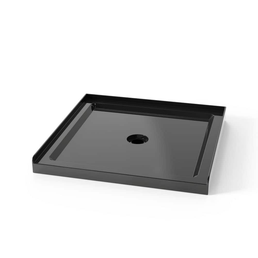 Ximuprmy Classic 36 in. L x 36 in. W Alcove Anti-slip Shower Pan Base with Center Drain in Black, Single-Threshold Shower Base (1)