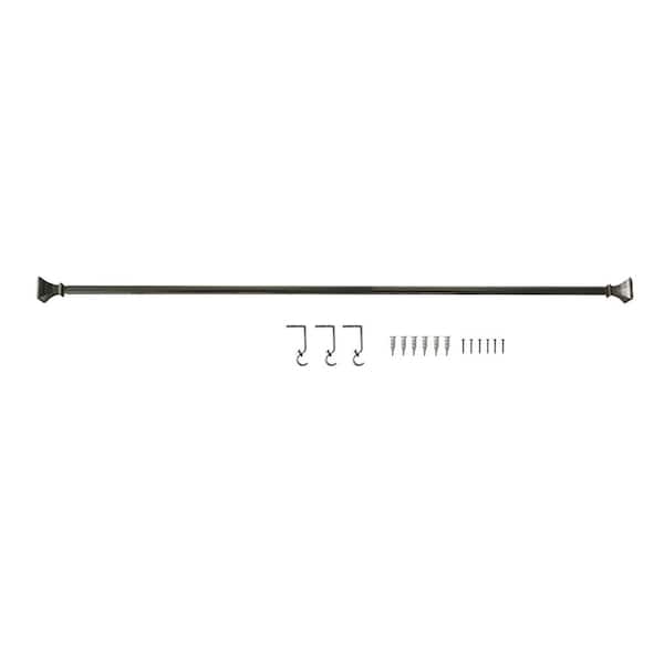 StyleWell 48 in.-84 in. Telescoping 5/8 in. Curtain Rod Set in Brushed Nickel with Square Finial (2)