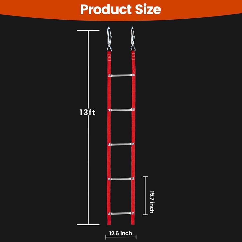 KIWDZFU Collapsible 13 ft. 2-Story Fire Escape Ladder, 1000 lbs. Capacity, Reusable and Anti-Slip Emergency Ladder (2)