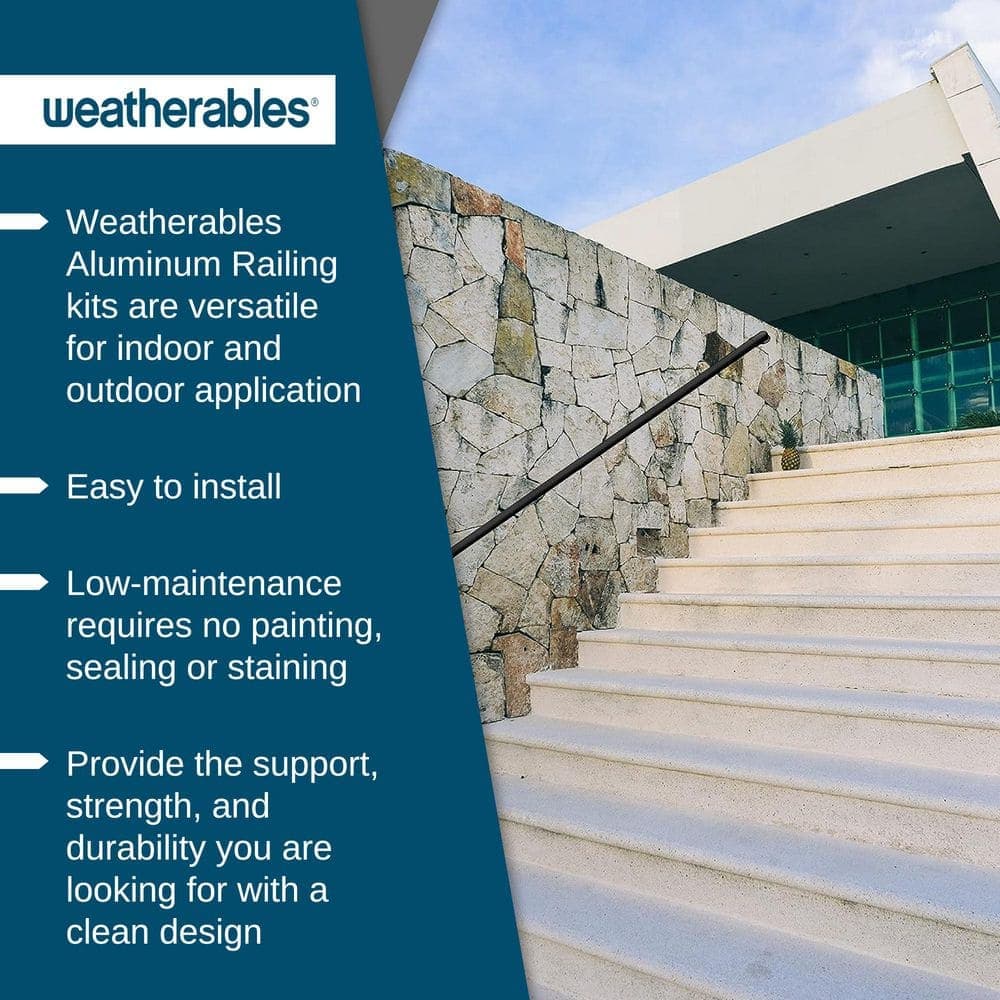 Weatherables 8 ft. L x 1.5 in. D Textured Black ADA Rail/Grab Bar Kit (3)