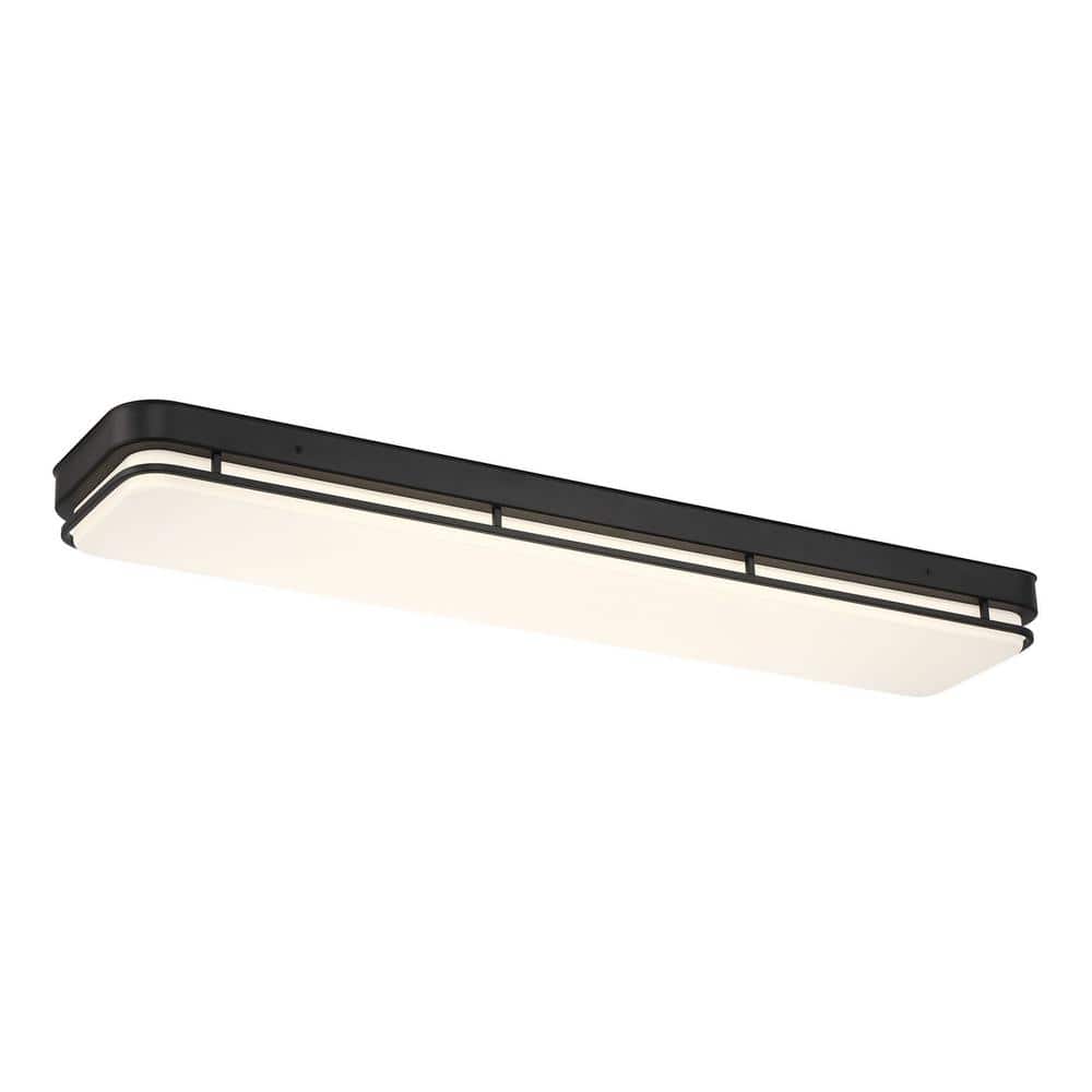 Commercial Electric Noble 46 in. Contemporary Matte Black Selectable CCT Integrated LED Flush Mount for Kitchens (2)