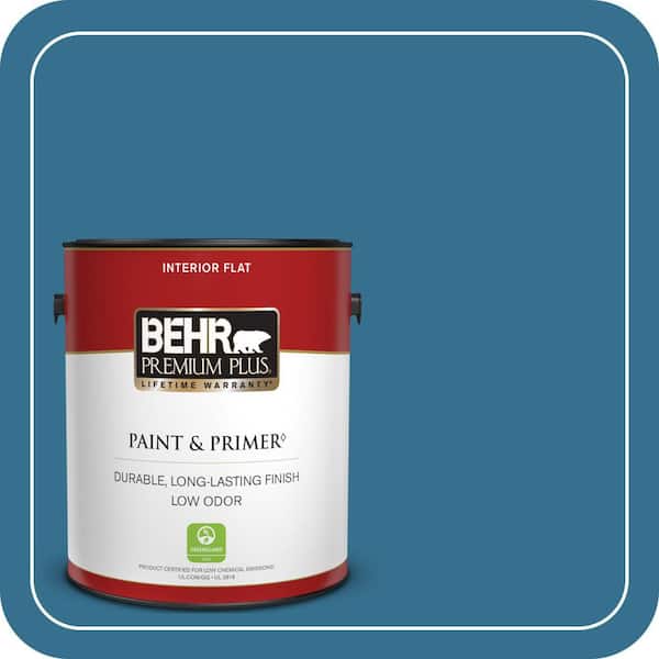 BEHR PREMIUM PLUS 1 gal. #M490-6 Living Stream Flat Low Odor Interior Paint & Primer