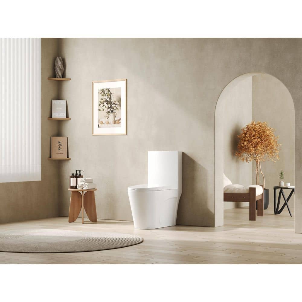 DEERVALLEY Ace 1-Piece 1.1/1.6 GPF Dual Flush Elongated Toilet in Glossy White, Seat Included (2)