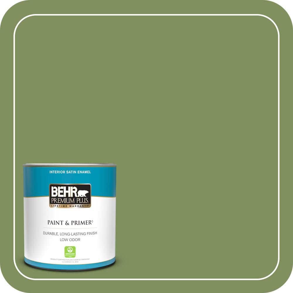 BEHR PREMIUM PLUS #PPU10-03 Green Energy Enamel Interior Stain-Blocking Paint and Primer