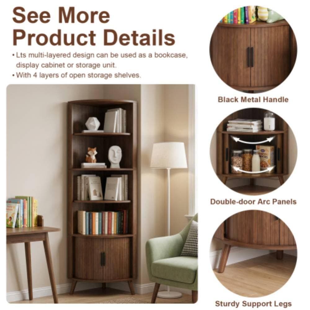 Unbranded 16.73 in. W x 16.73 in. D x 66.73 in. H Bathroom Brown Linen Cabinet (3)