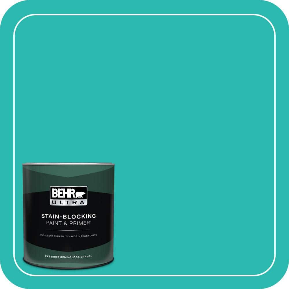 BEHR ULTRA 1 qt. #P450-5 Island Aqua Semi-Gloss Enamel Exterior Paint & Primer