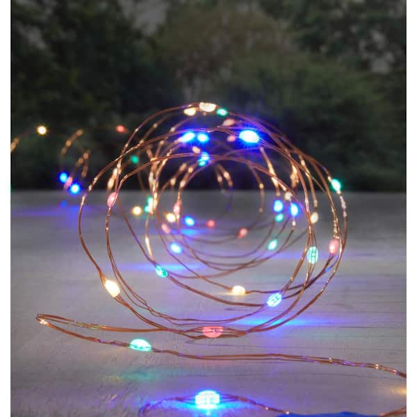 Hampton Bay Outdoor/Indoor 33 ft. 3 AA Battery Operated Copper Wire LED Fairy String Light, Color Changing