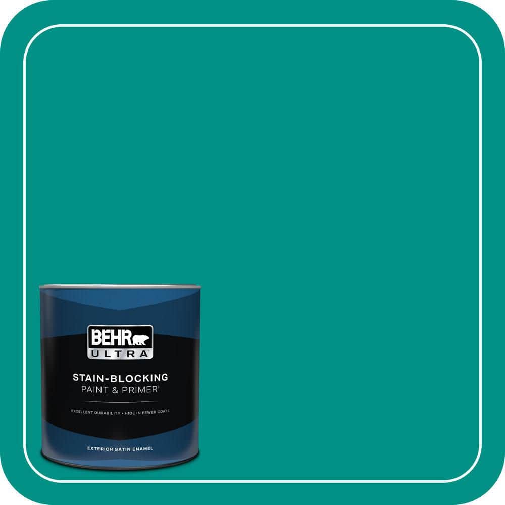 BEHR ULTRA 1 qt. #490B-6 Emerald Coast Satin Enamel Exterior Paint & Primer