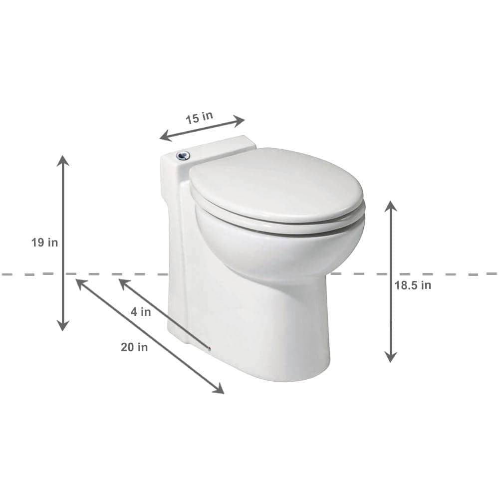 Saniflo SaniCompact 4C 1-Piece 1.28/1 GPF Dual Flush Elongated Toilet in White with Built-In 1/2 HP 115-Volt Macerator Pump (3)