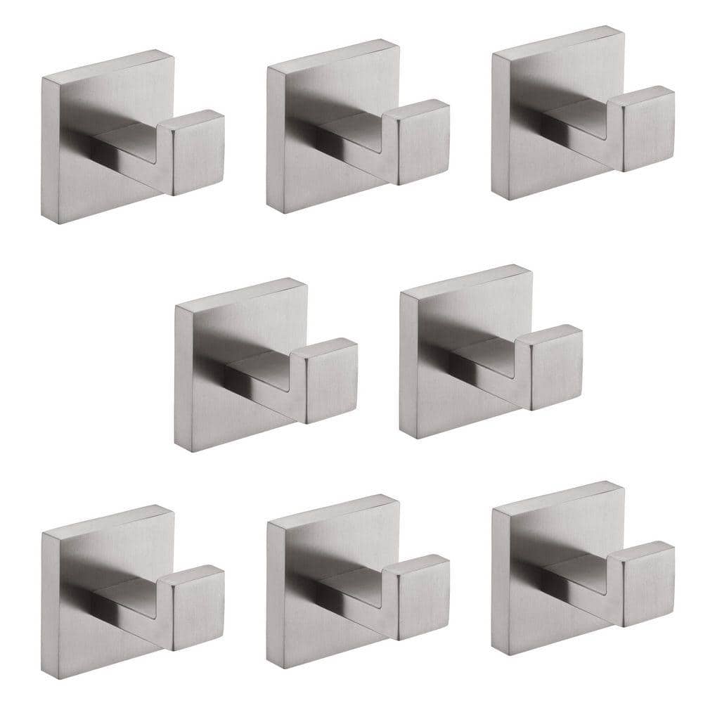 Flynama 8-Piece Wall-Mounted Stainless Steel Bathroom Towel Hooks/Coat Hooks (1)
