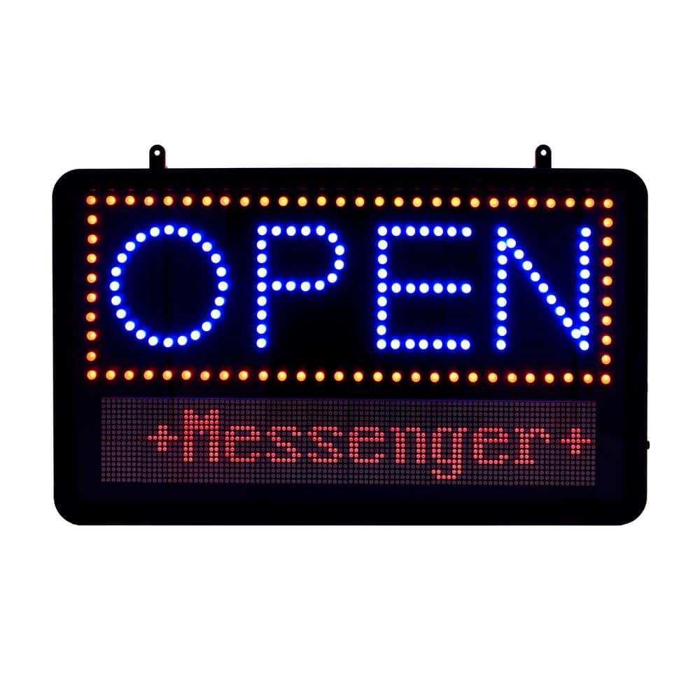 Alpine Industries 22 in. x 13 in. LED Programmable Message Board Open Sign