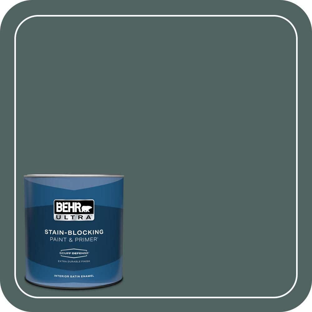 BEHR ULTRA 1 qt. #S430-7 Blue Fir Extra Durable Satin Enamel Interior Paint & Primer