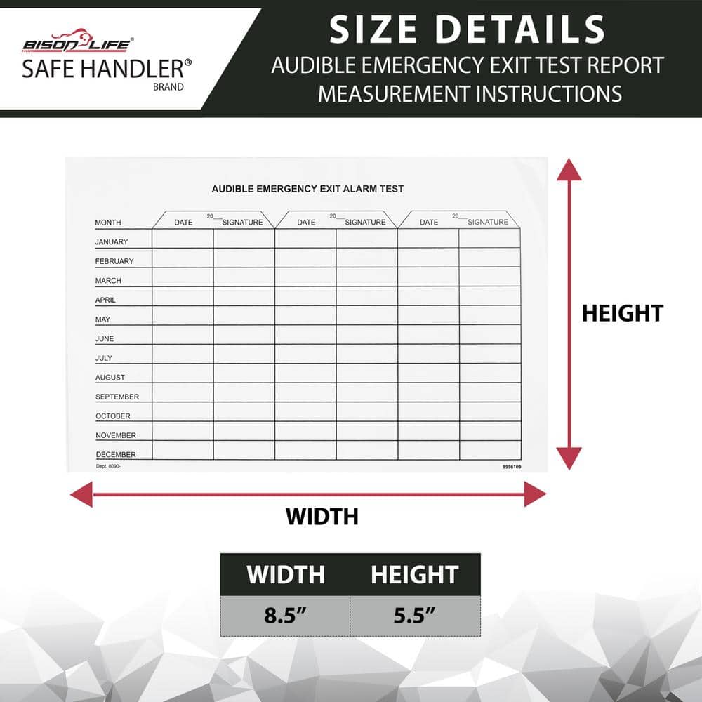 BISON LIFE White, Audible Emergency Exit Test Report, Laminated Cardstock Test Report Form- (Pack of 50) (2)