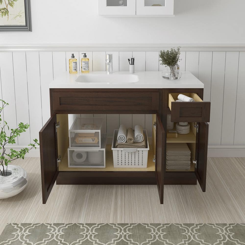 Vanity Art Montclair 48 in. 3-Door and 1-Drawer Freestanding Shaker Bathroom Vanity Cabinet (No Top) in Brown - Unassembled (3)
