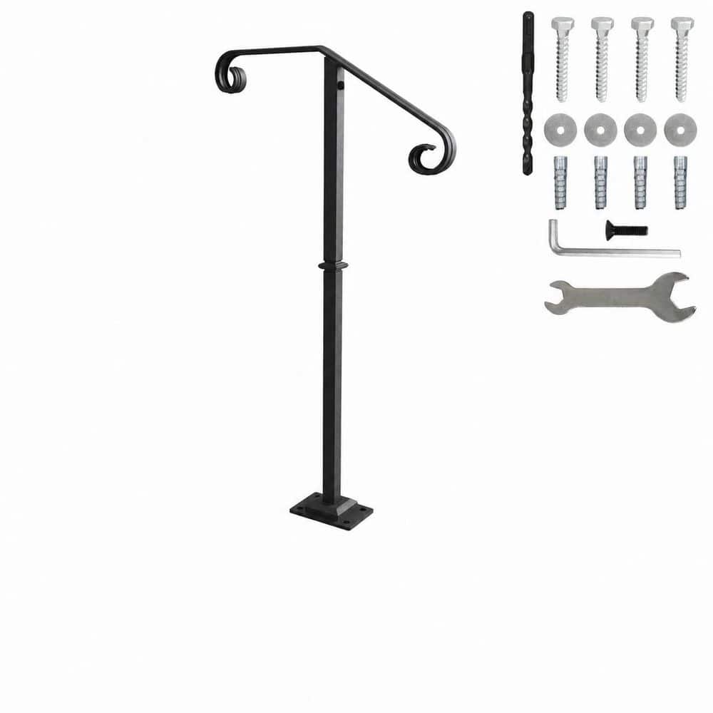 Unbranded 21.65 in. Carbon Steel Handrail for Cable Railing System Single Post Outdoor Stair Rail Powder Coated 1-Pack (1)