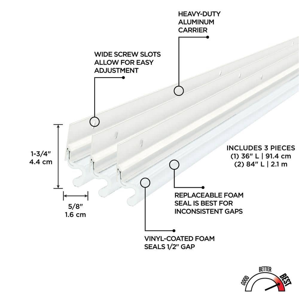 M-D Building Products 2 in. x 84 in. Interior/Exterior White Compression Door Jamb Weatherstrip Set with Aluminum Stop (3)