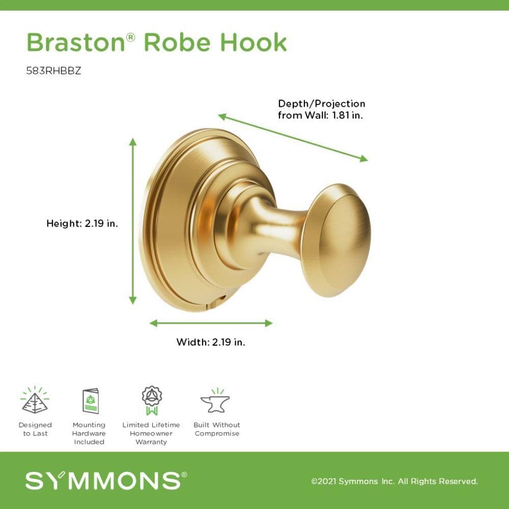 Symmons Braston Wall Mounted Knob Robe/Towel Hook (2)