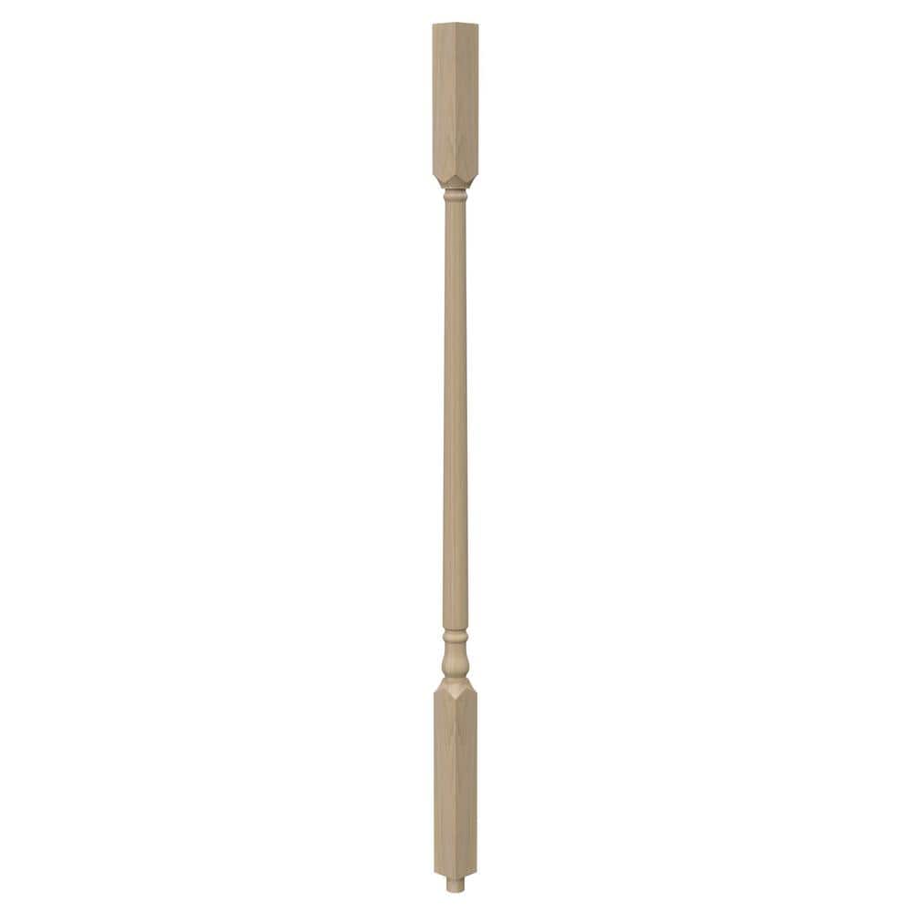 EVERMARK Stair Parts 34 in. x 1-1/4 in. 5141 Unfinished Poplar Square Top Wood Baluster for Stair Remodel (1)