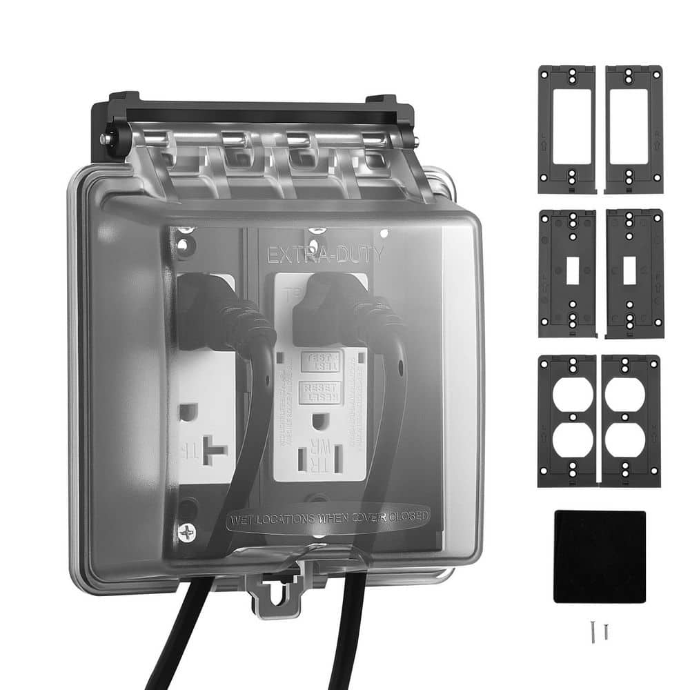 VEVOR Outdoor Outlet Cover, 2-Gang Weatherproof Electrical Outlet Cover with Lockable Design, High-Strength PC Material (1)