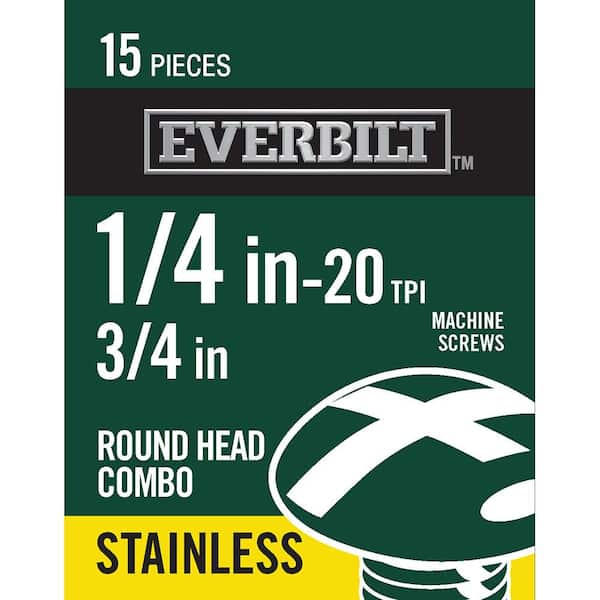 Everbilt 1/4 in.-20 x 3/4 in. Combo Round Head Stainless Steel Machine Screw (2-Pack) (2)