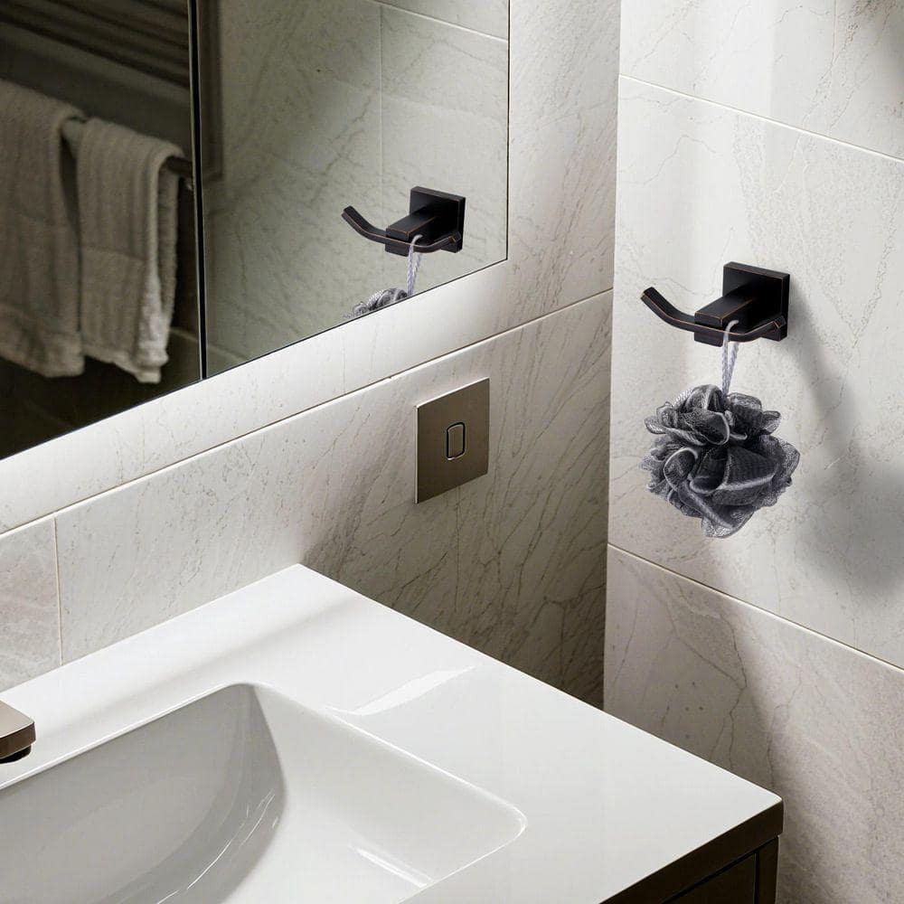 VEVETTA J-Hook Double Robe/Towel Hook Bath Hardware Accessory (2)