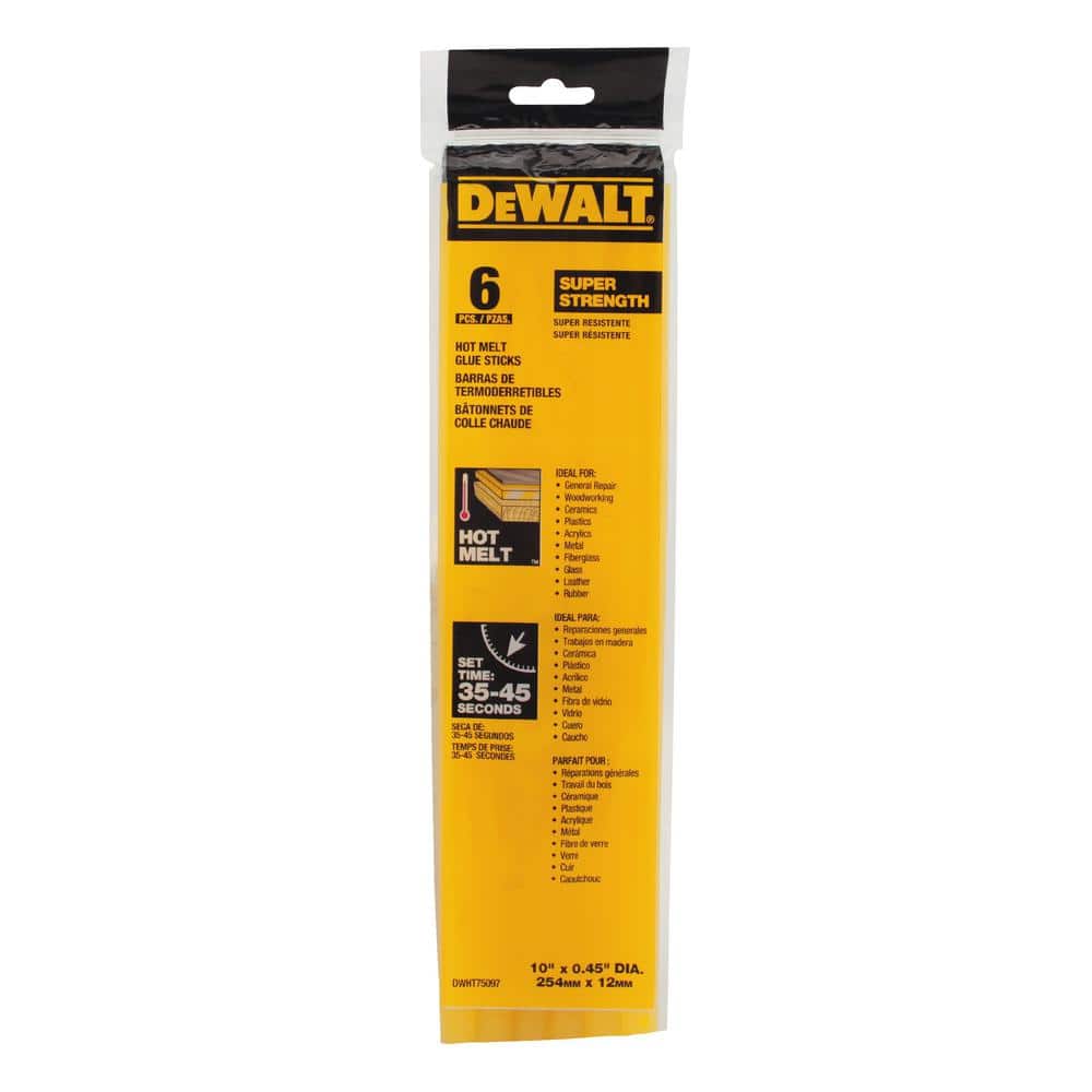 DEWALT 10 in. x 7/16 in. Diameter Hot Melt Full Size Glue Sticks (6 Pack)