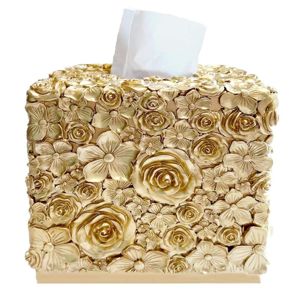 Unbranded Square Tissue Box Cover in Rose Gold, Decorative Resin Holder for Bathroom and Living Room, 5.5 in tall