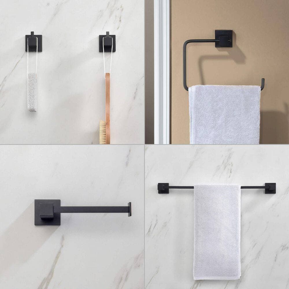 KIBI 5-Piece Bathroom Hardware Set with Towel/Robe Hook Toilet Paper Holder Towel Ring Towel Bar/Rack (3)