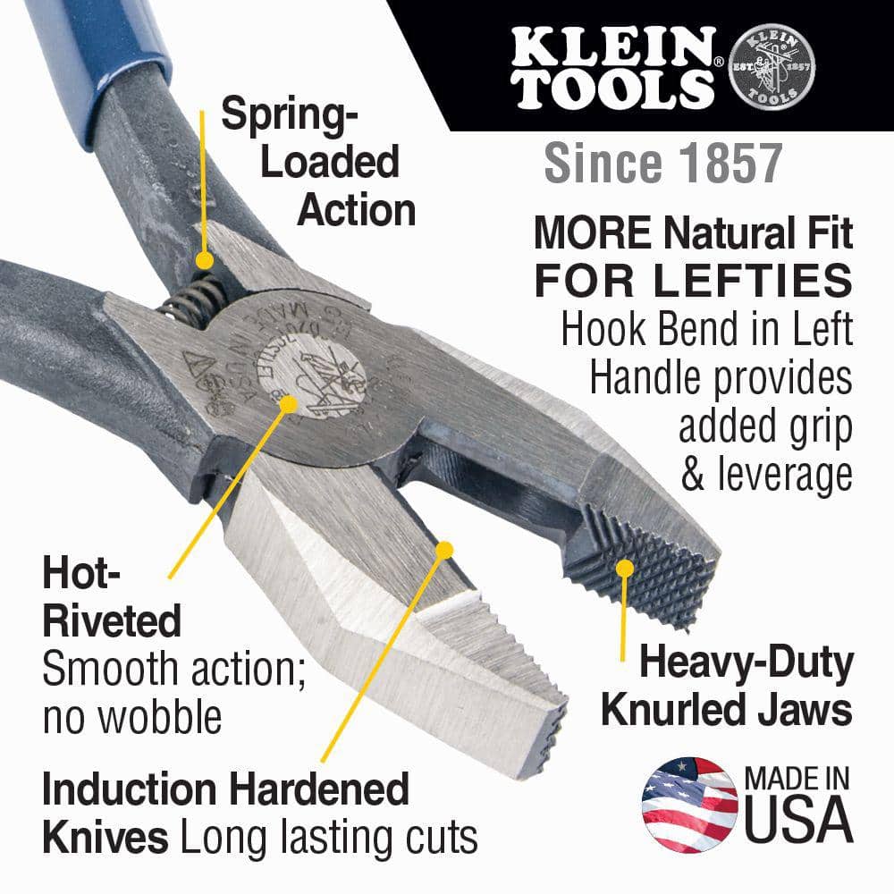 Klein Tools 9 in. Ironworker's Rebar Pliers, Left Handed, Spring Loaded (2)